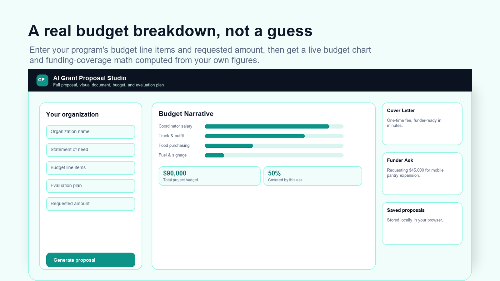 AI Grant Proposal Studio dashboard preview
